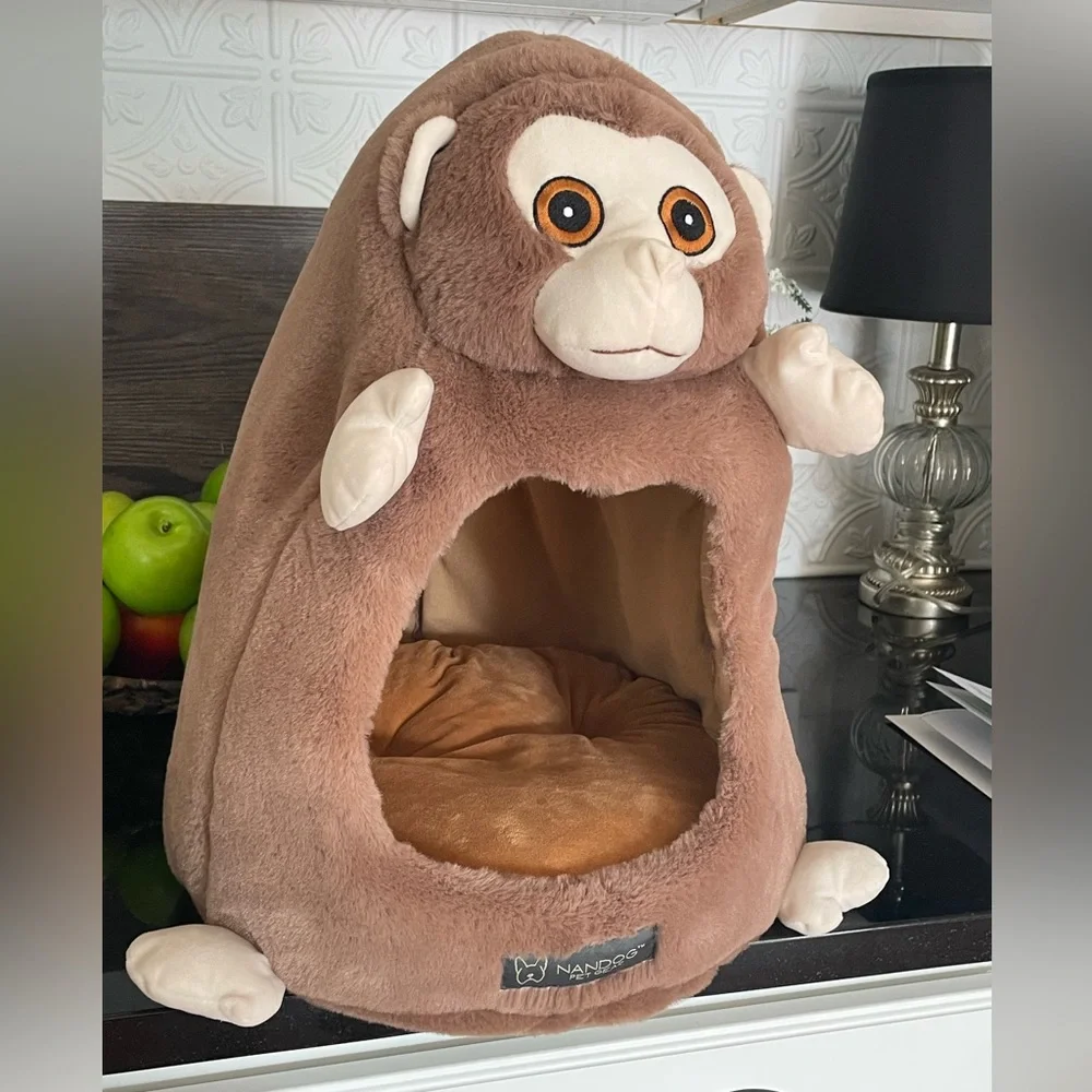 Cozy Monkey Pet Bed - Brown